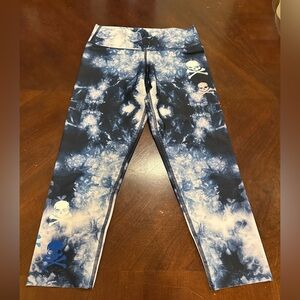 SoulCycle Blue Tie-Dye Skull Leggings
